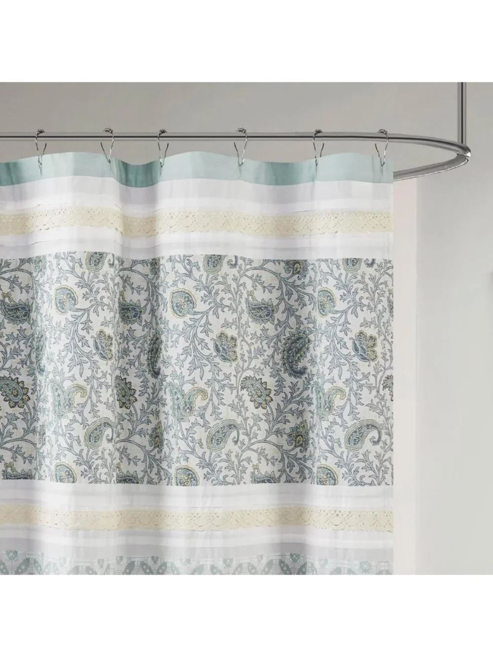 Chic Aqua Cotton Shower Curtain, 72